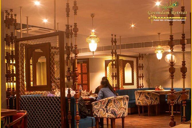 Dinner at Indian Ethnic Restaurant & Witness Majestic Night Arti - The Evening Flow: From Govindam Retreat to the Govind Dev Ji Aarti