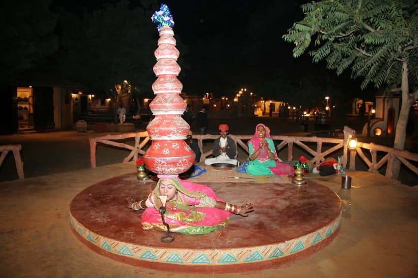 Jaipur: Cultural Evening Tour & Dinner at Chokhi Dhani - The Rajasthani buffet dinner: dal baati, gatte ki sabzi, and real dessert time